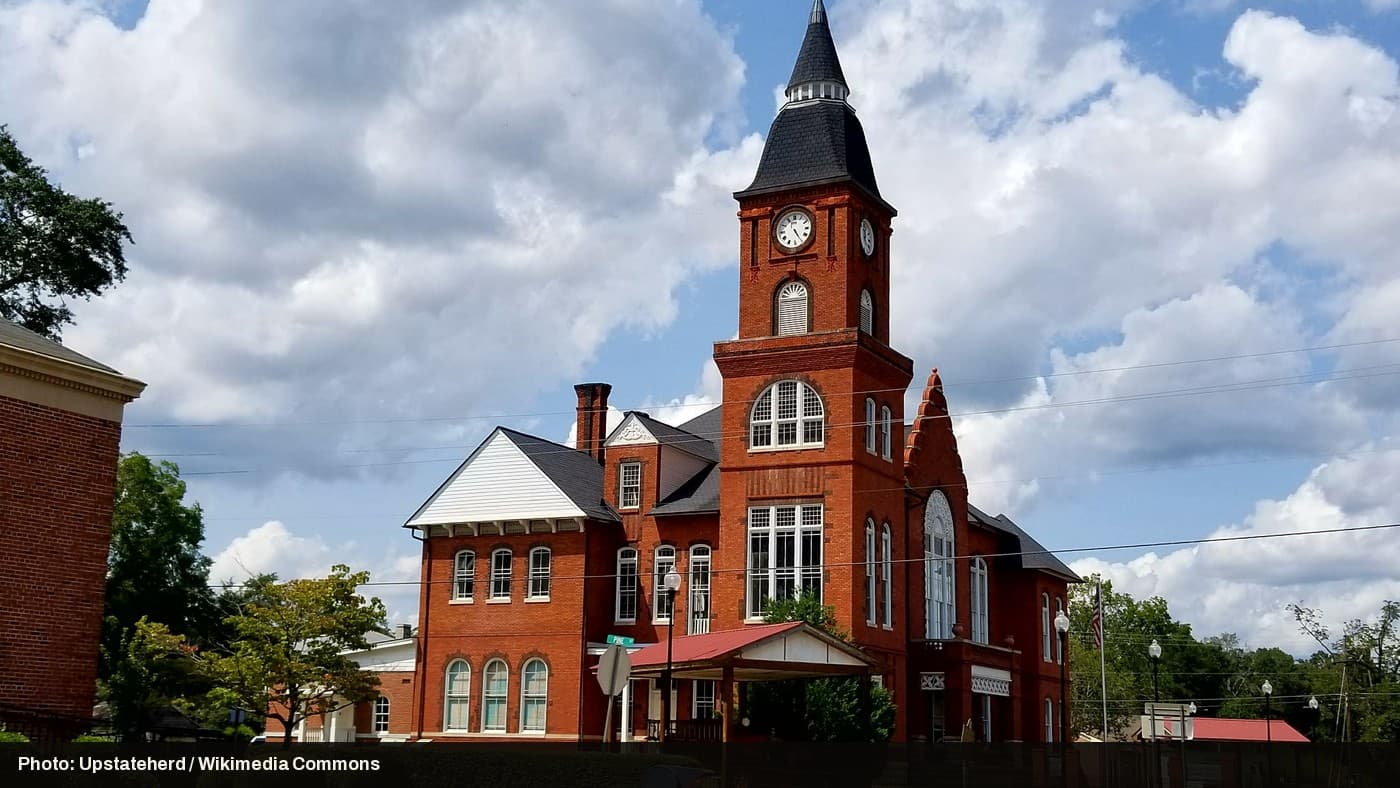 The historic Randolph County Courthouse in Cuthbert, Georgia.
