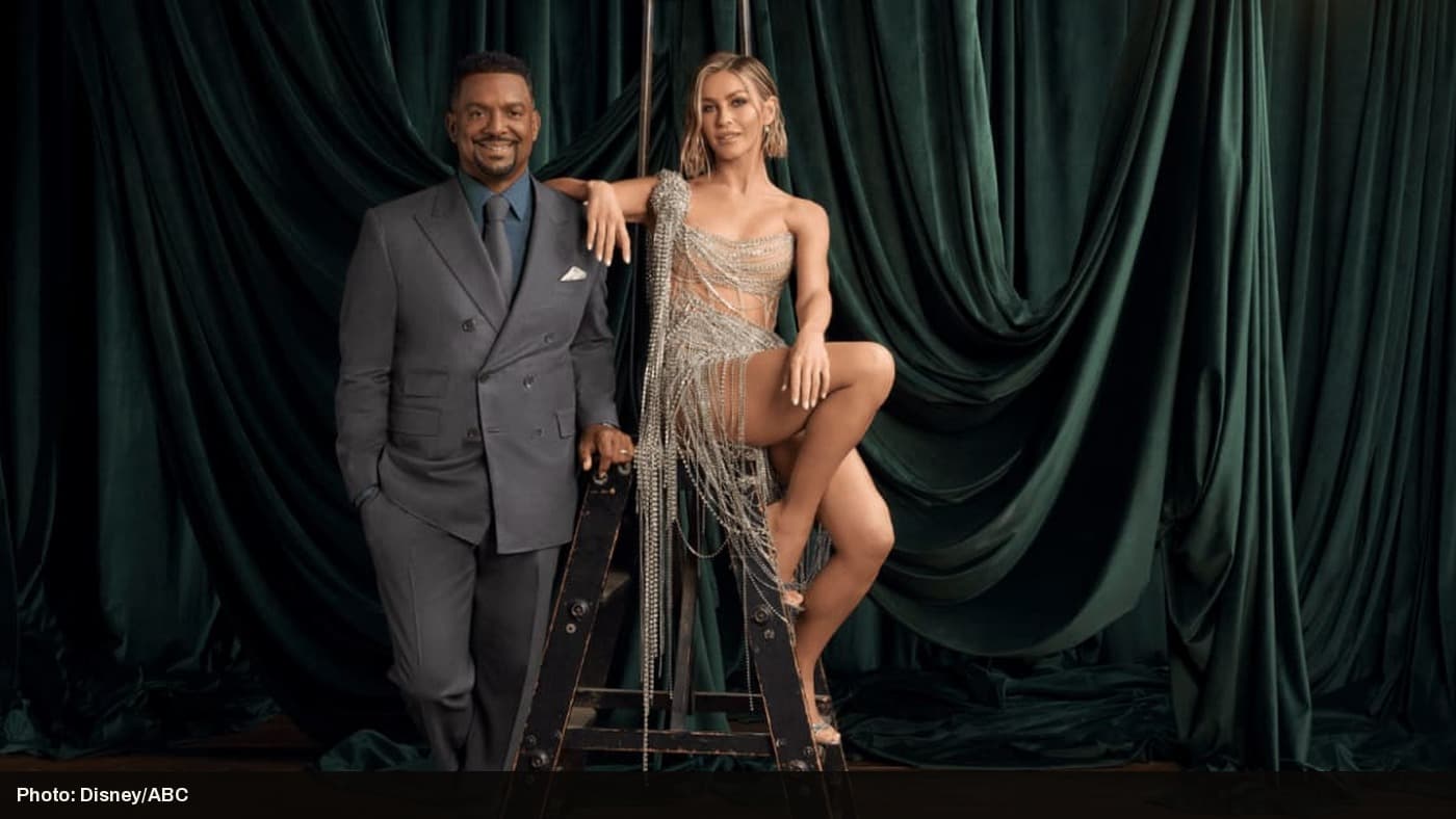 A Dancing With the Stars Season 35 promotional photo of host Alfonso Ribeiro and a professional dancer.
