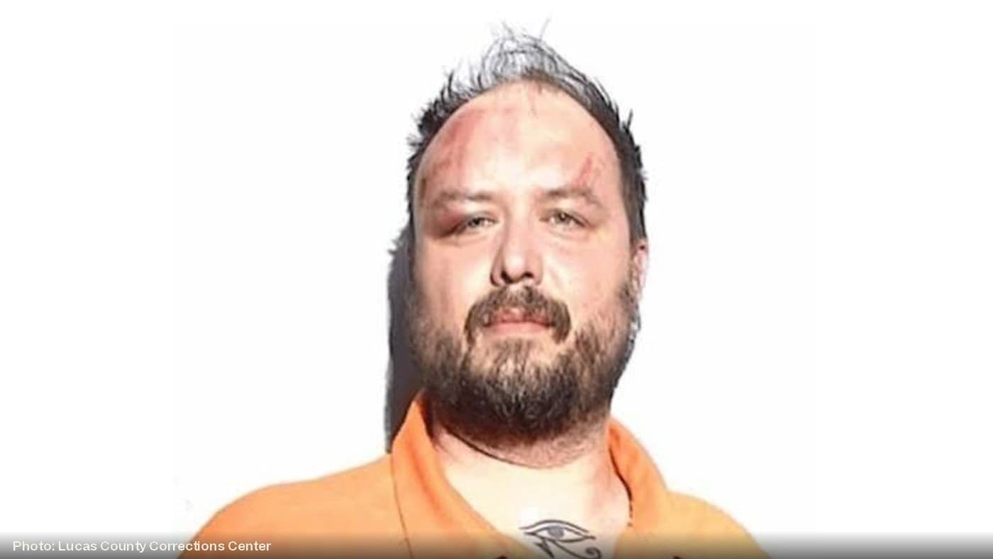 Booking photo of Matthew Exton, taken after his arrest.