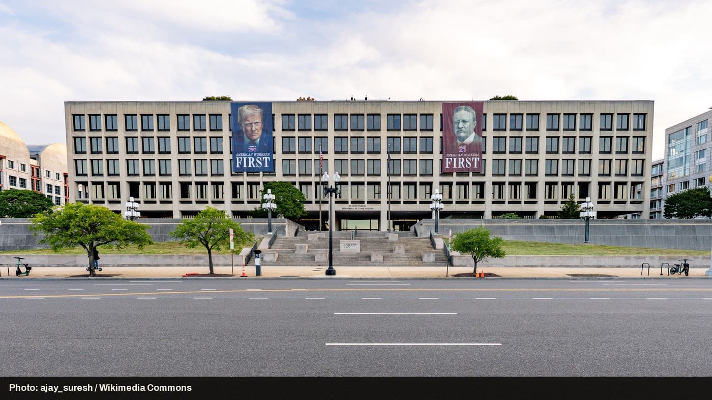 The Frances Perkins Building, headquarters of the U.S. Department of Labor, in Washington, D.C.