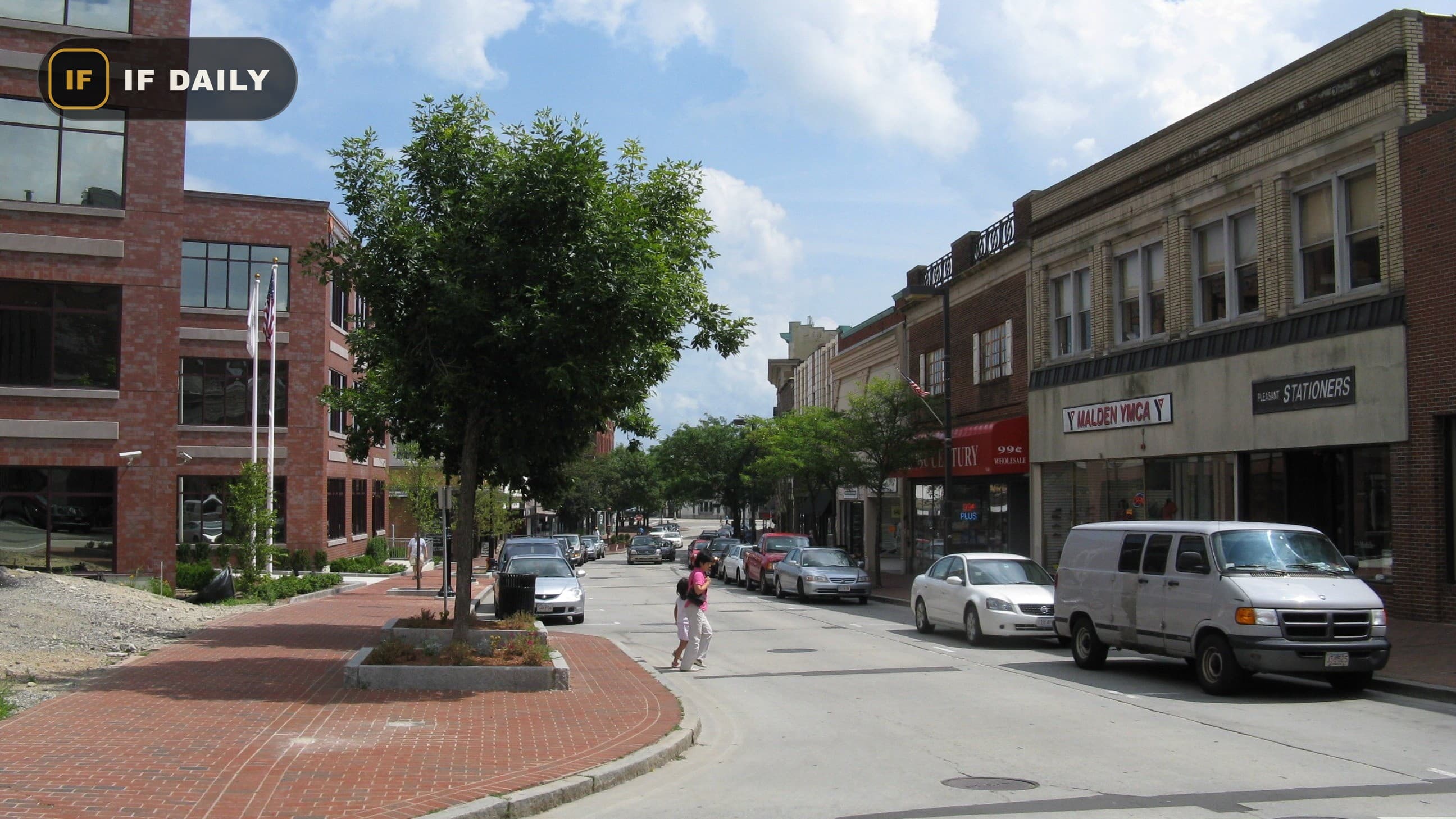 Pleasant Street in downtown Malden, Massachusetts