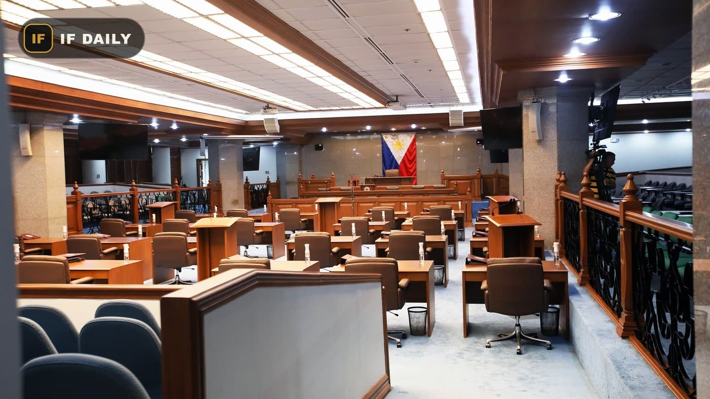 The session hall of the Philippine Senate in Pasay City, empty during a recess.