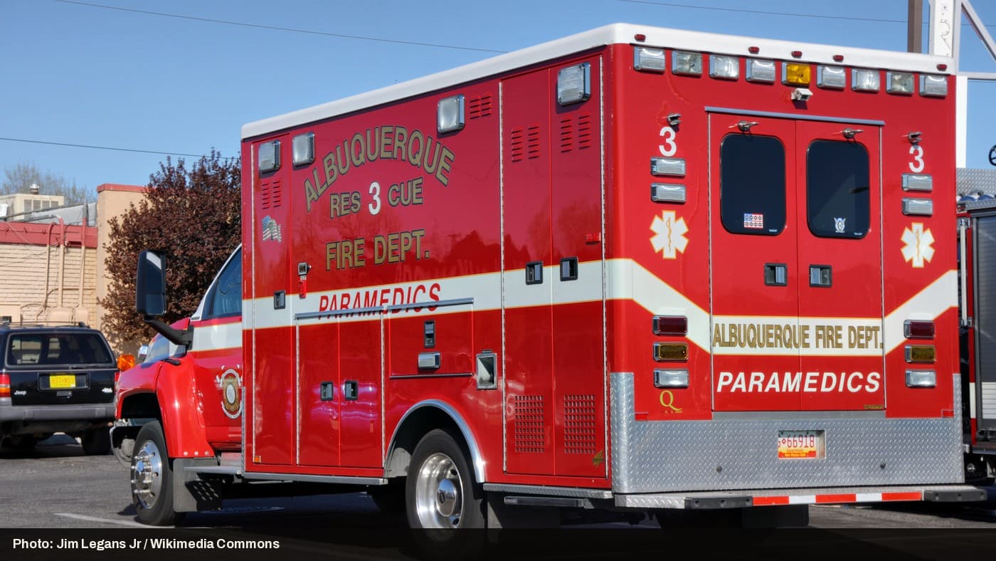 An Albuquerque Fire Department paramedics ambulance.