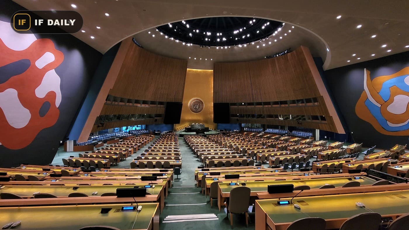 The United Nations General Assembly Hall in New York. Illustration, not from this week.