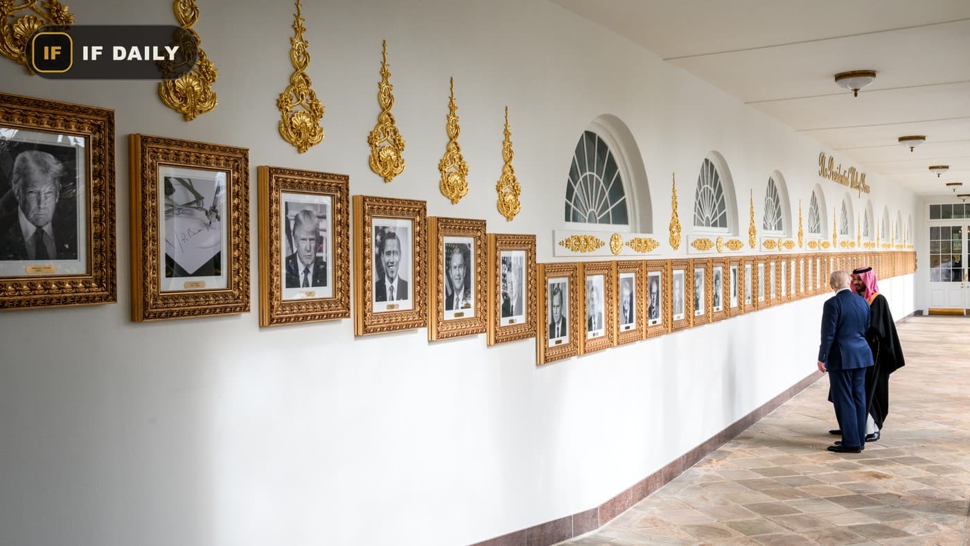 The Presidential Walk of Fame display along the White House West Colonnade
