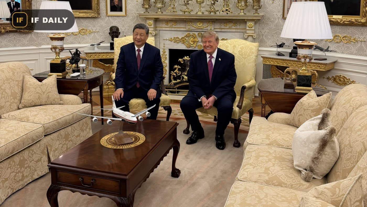 Donald Trump and Xi Jinping seated together in the Oval Office