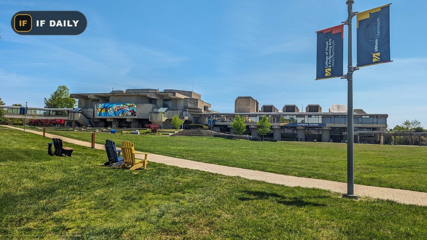 The UMass Dartmouth campus. Illustration, not from the scene.