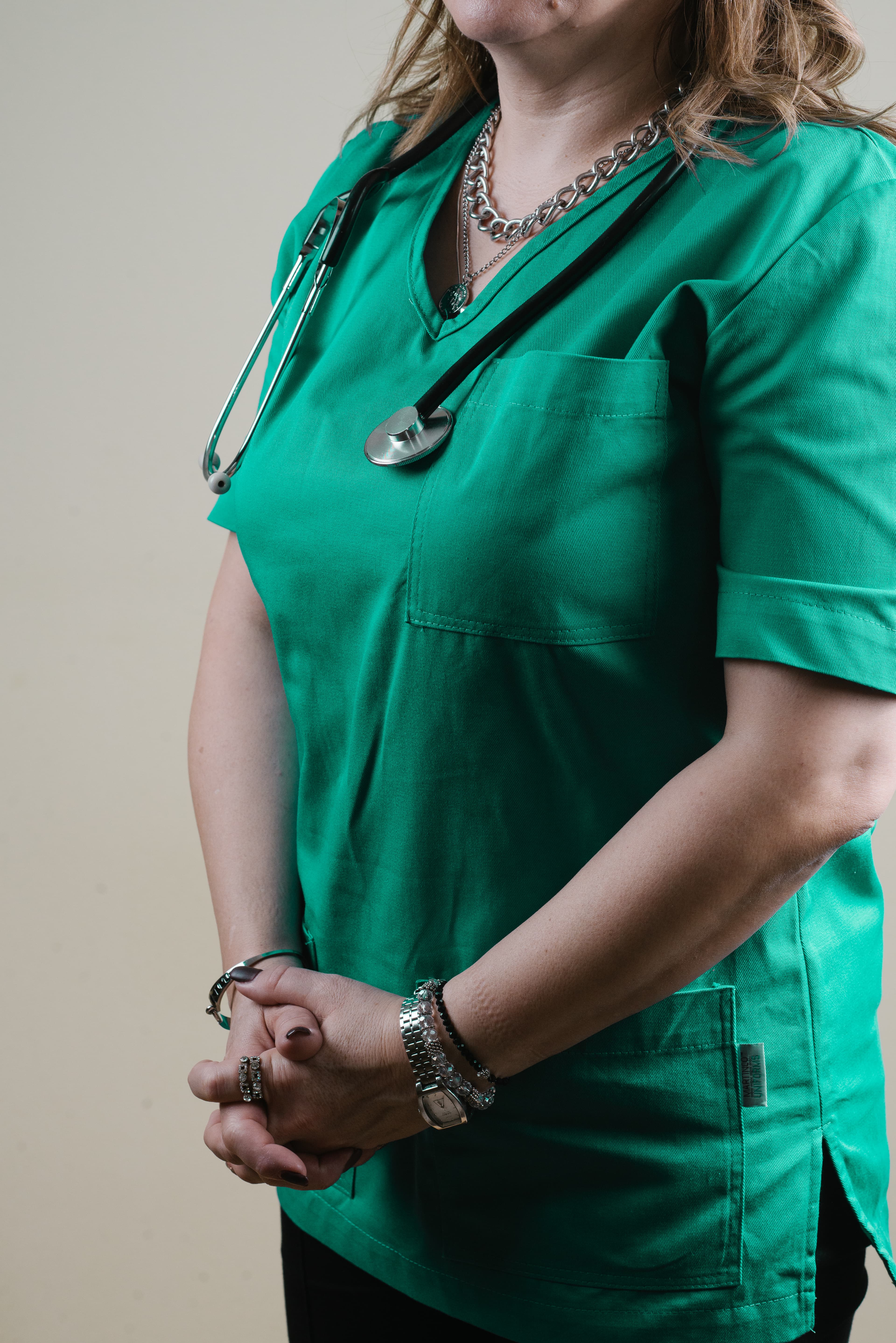 A healthcare worker in scrubs (file photo)