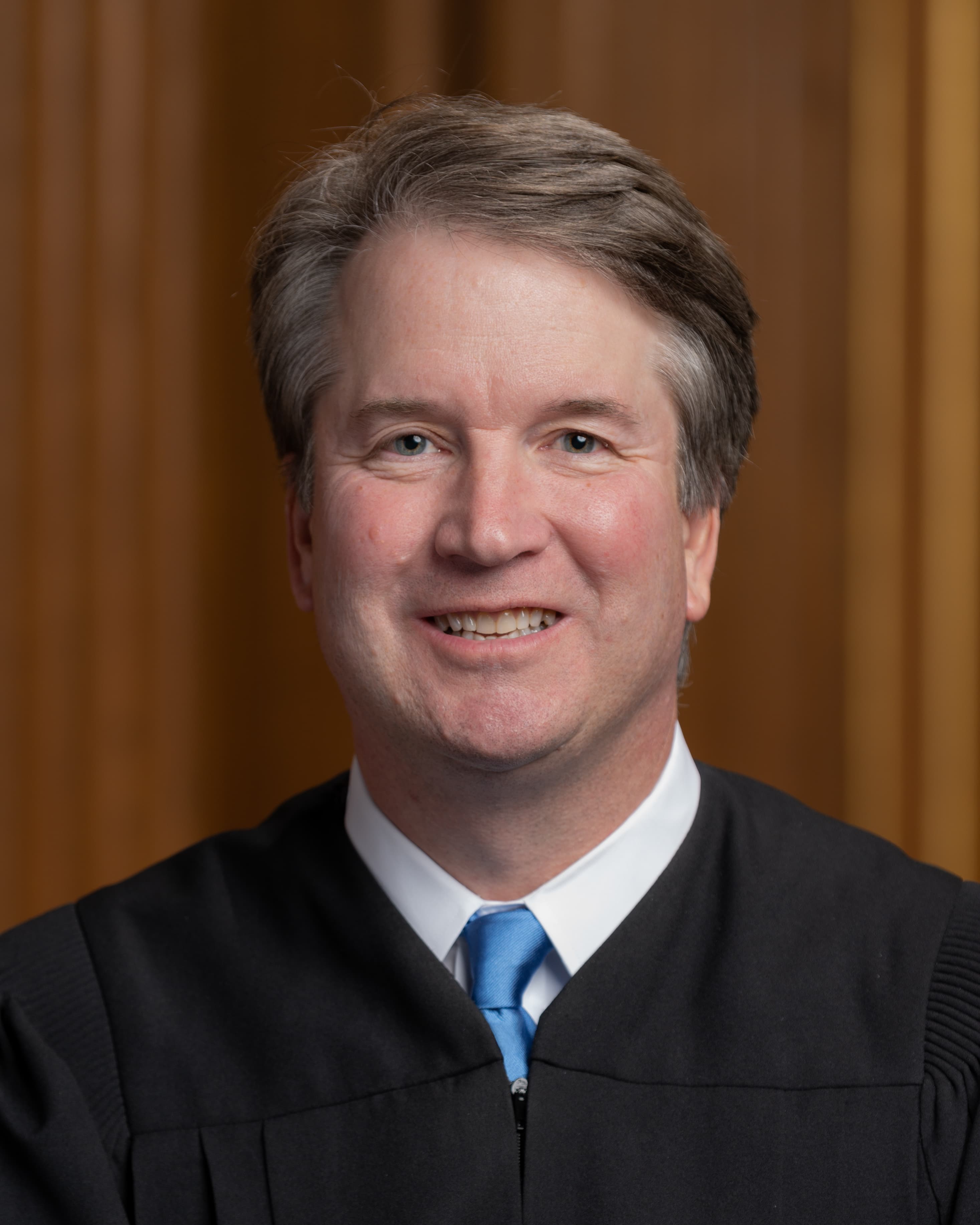 Official portrait of U.S. Supreme Court Associate Justice Brett Kavanaugh in judicial robes.