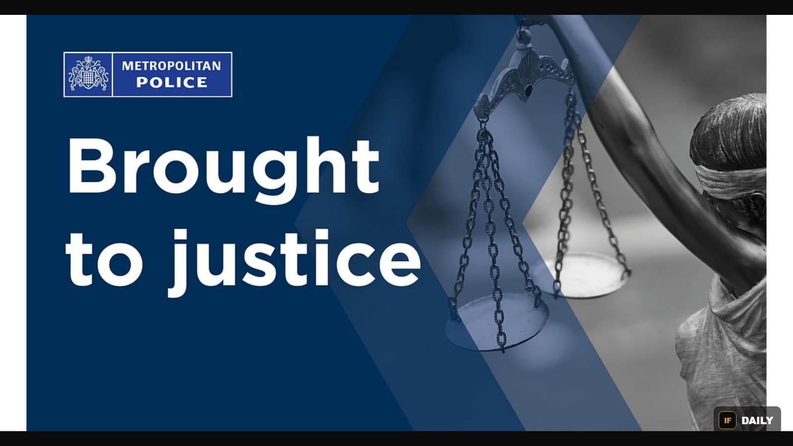 Official Metropolitan Police "Brought to justice" graphic