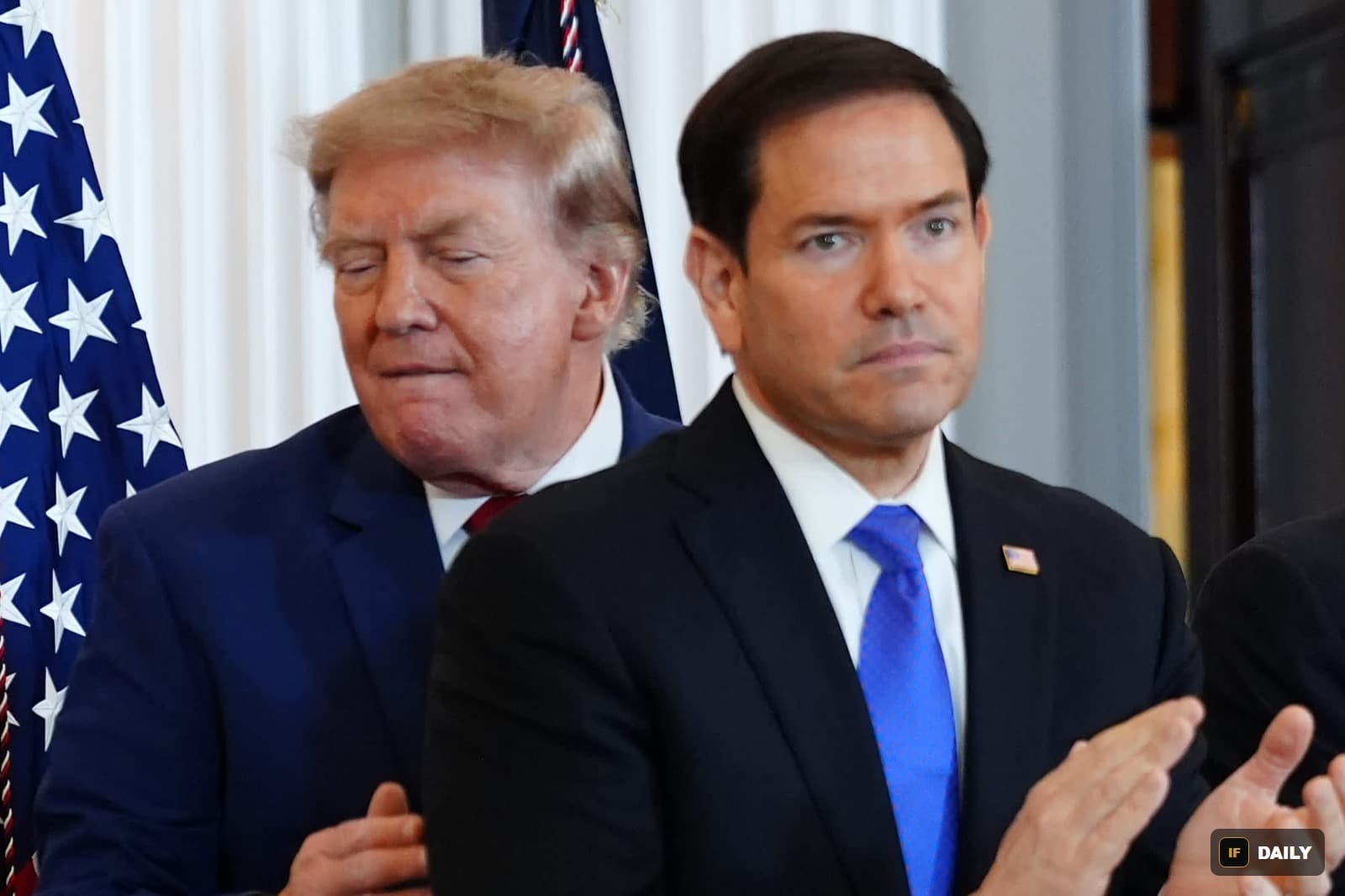 President Trump and Secretary of State Marco Rubio standing together at a White House event