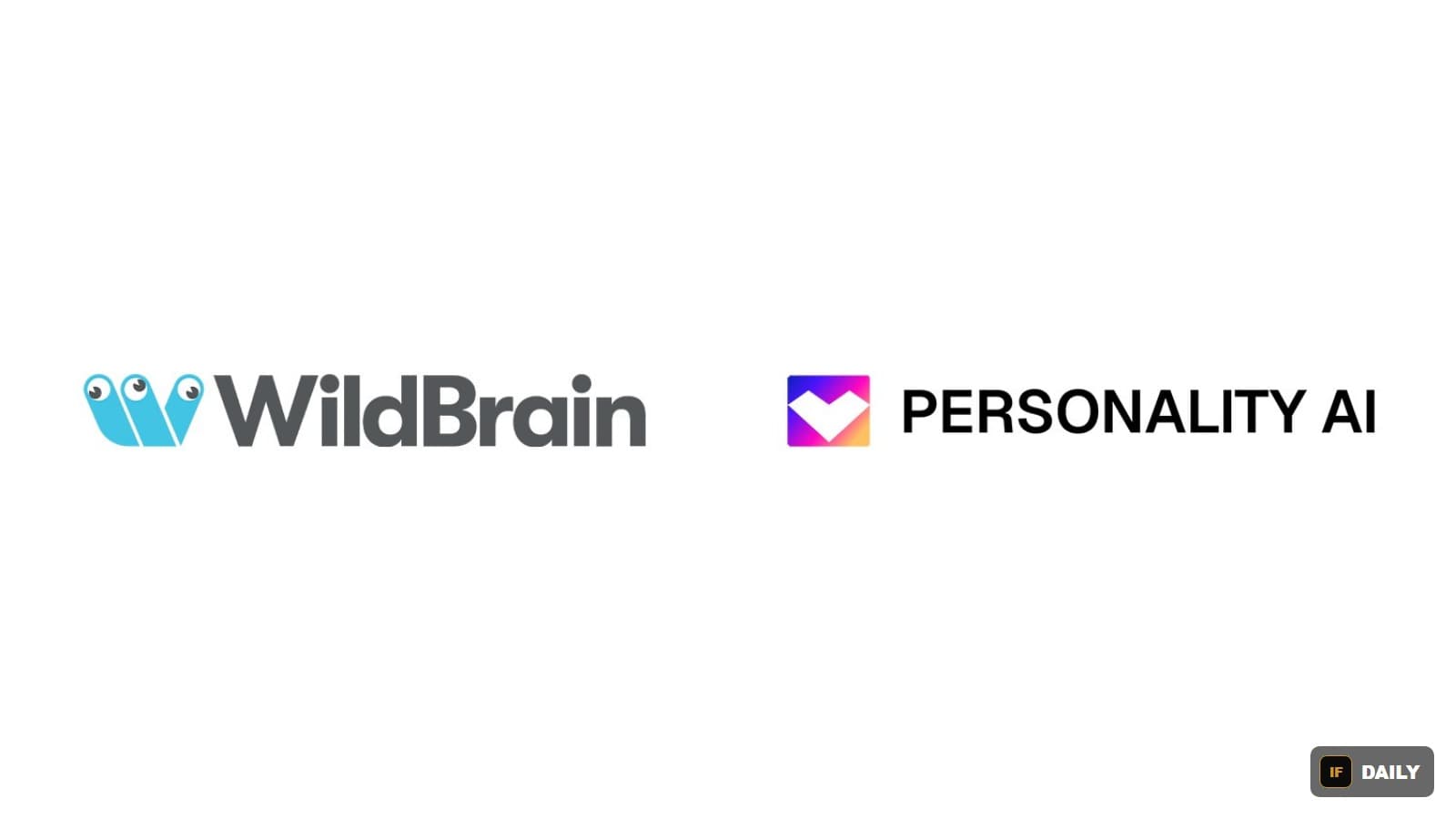 Side-by-side logos of WildBrain and Personality AI on a white background