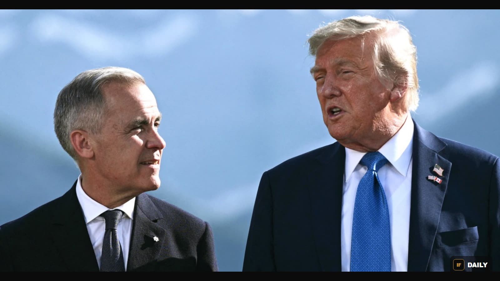 Canadian Prime Minister Mark Carney speaking with US President Trump
