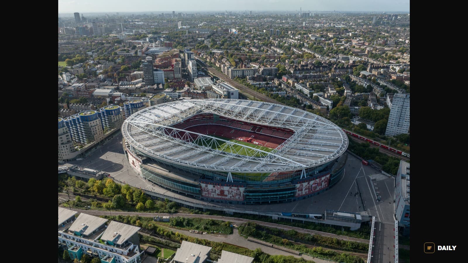 Aerial view of Arsenal's Emirates Stadium in London