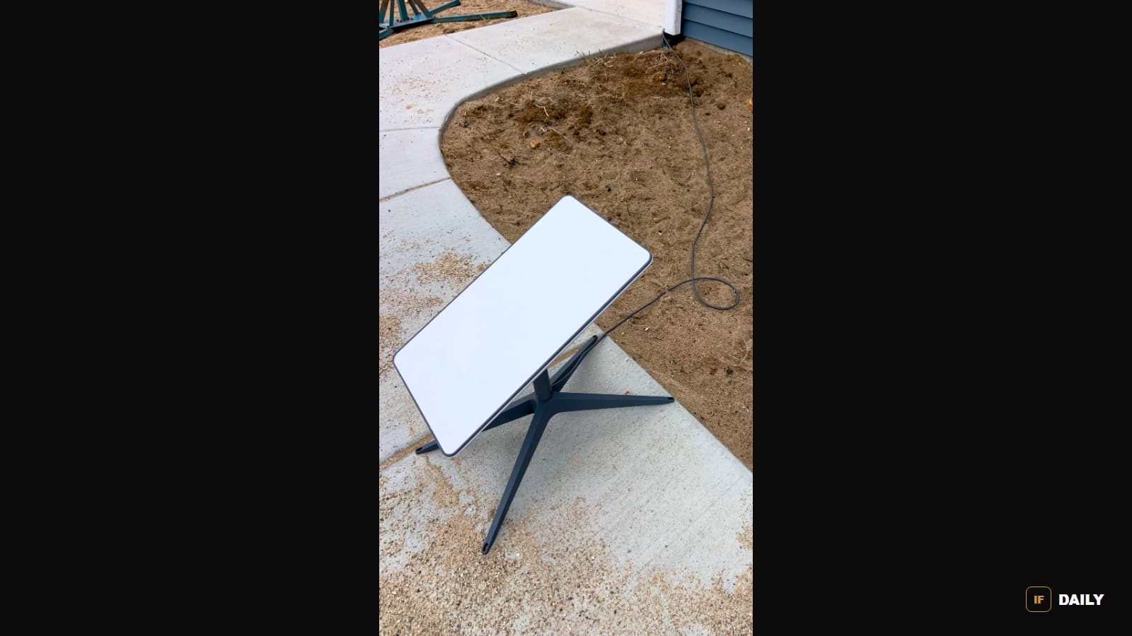 A Starlink satellite internet dish antenna