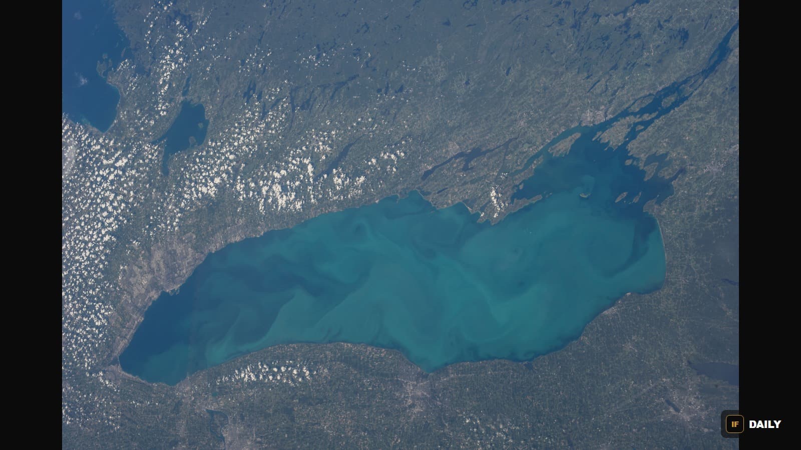 Satellite photograph of Lake Ontario taken from the International Space Station