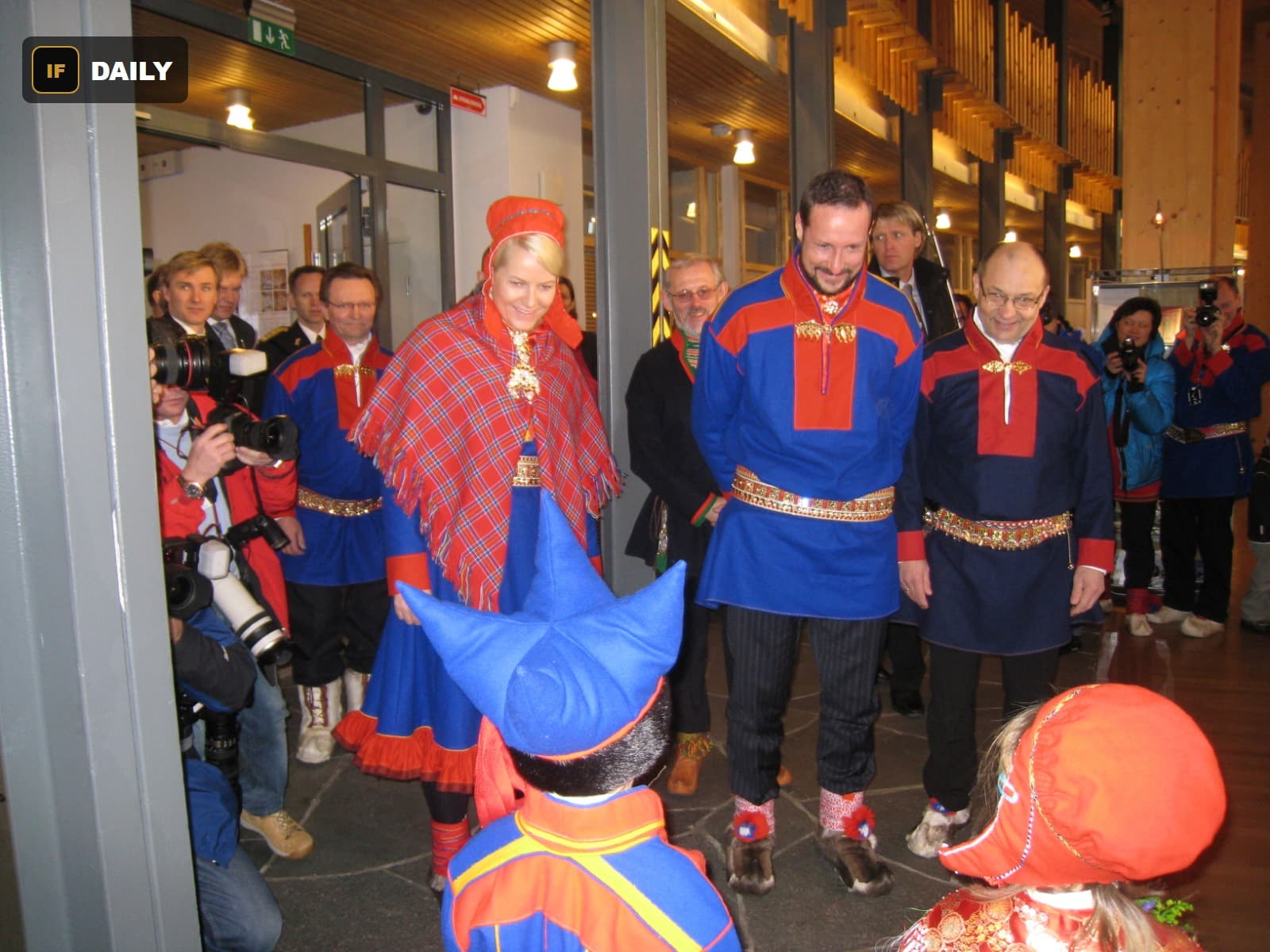Then-Crown Prince Haakon and Crown Princess Mette-Marit visiting Norway's Sami Parliament