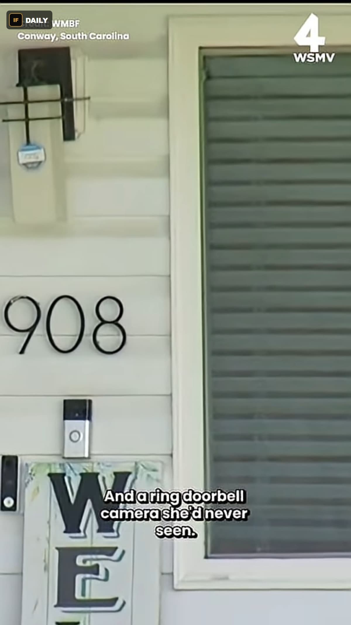 The Ring doorbell camera outside Robert Rowland's Conway, South Carolina home (WMBF News)