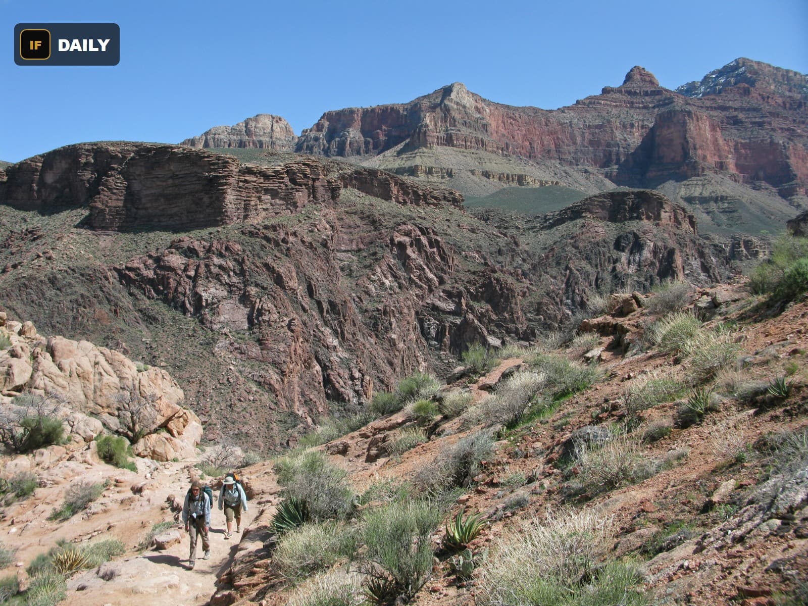 Hikers on the Bright Angel Trail inside Grand Canyon National Park