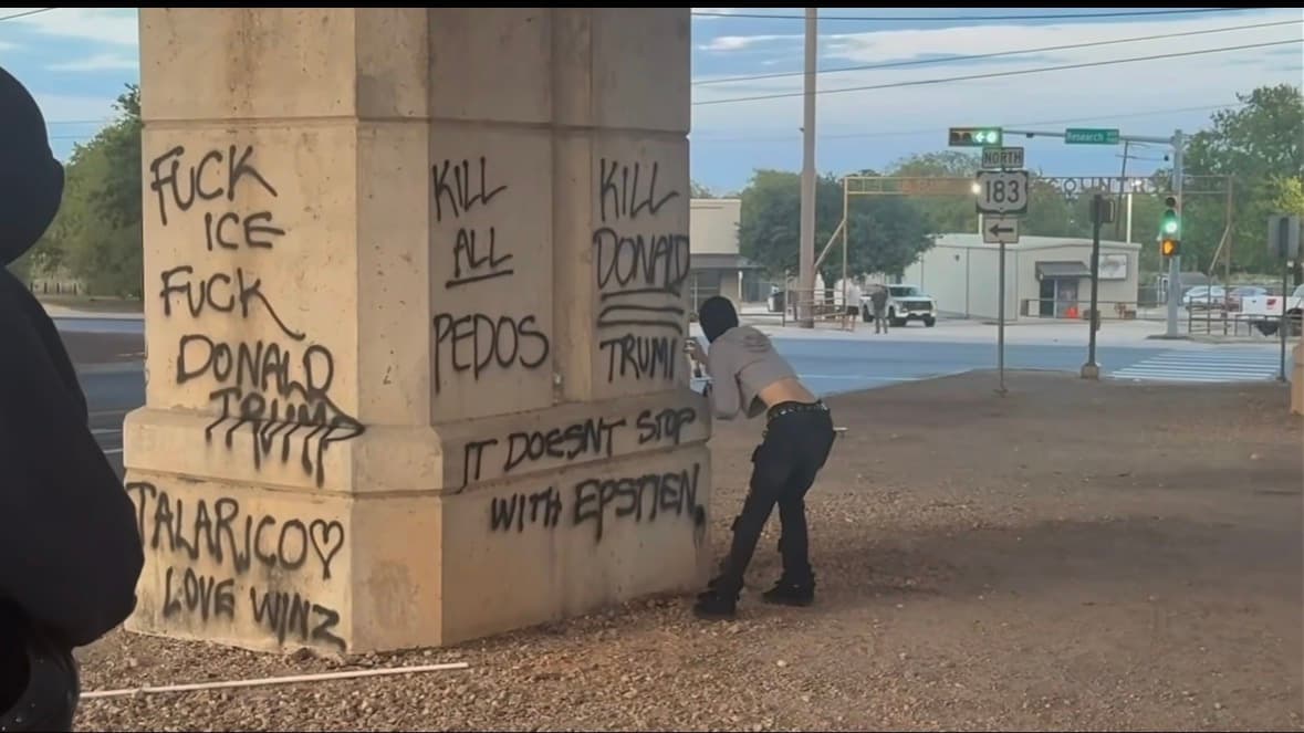 Graffiti targeting Trump and ICE near Austin shooting site