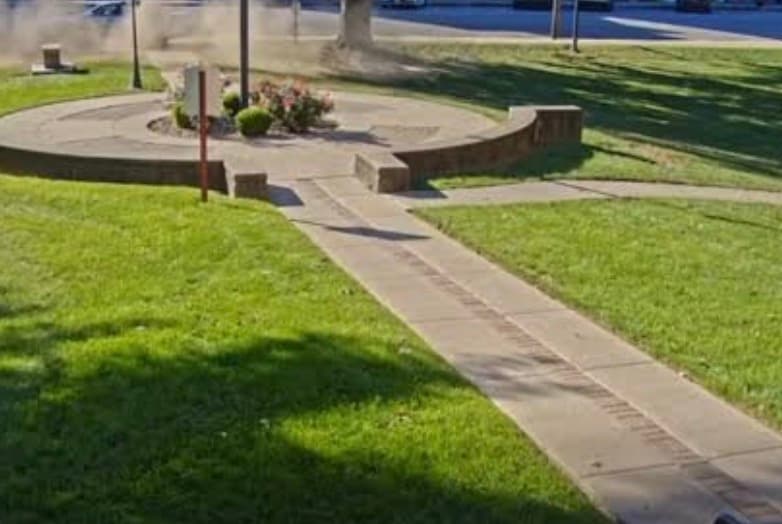Vehicle allegedly driven across the Jennings County courthouse lawn in Indiana during an arrest involving a 67-year-old woman.