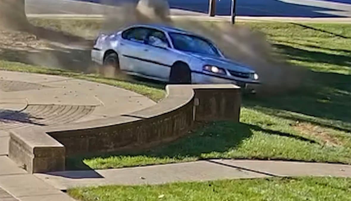 Vehicle allegedly driven across the Jennings County courthouse lawn in Indiana during an arrest involving a 67-year-old woman.